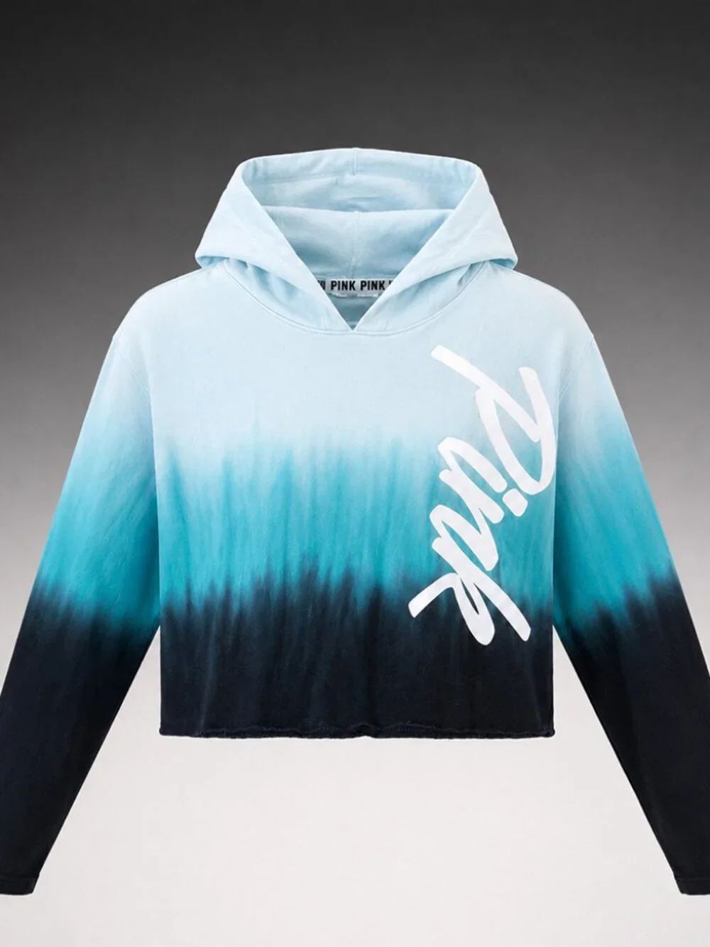 Victoria's Secret PINK Cropped Hoodie Ombre Dip Dye Graphic Pullover
